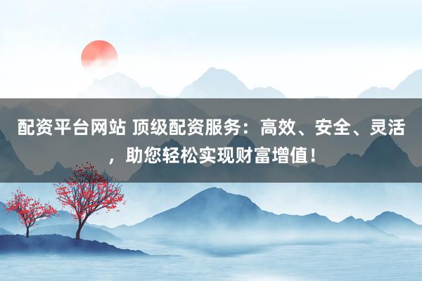 配资平台网站 顶级配资服务：高效、安全、灵活，助您轻松实现财富增值！