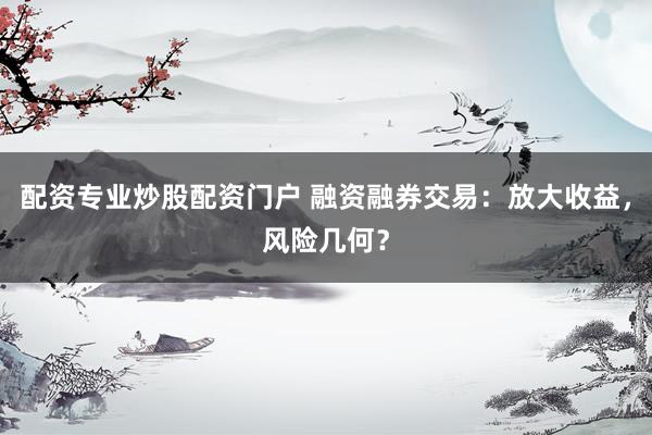 配资专业炒股配资门户 融资融券交易：放大收益，风险几何？