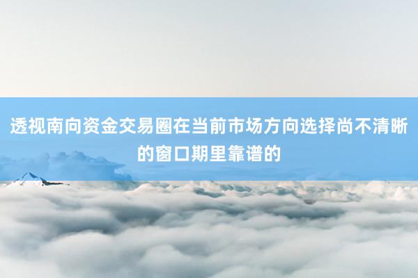 透视南向资金交易圈在当前市场方向选择尚不清晰的窗口期里靠谱的