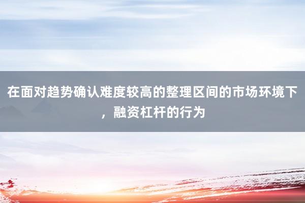 在面对趋势确认难度较高的整理区间的市场环境下，融资杠杆的行为