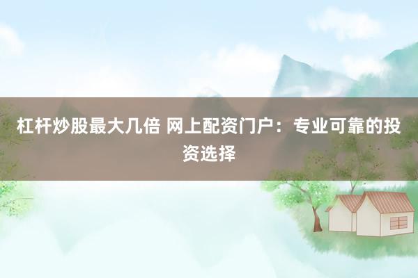 杠杆炒股最大几倍 网上配资门户：专业可靠的投资选择