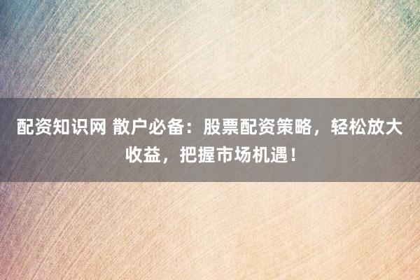 配资知识网 散户必备：股票配资策略，轻松放大收益，把握市场机遇！