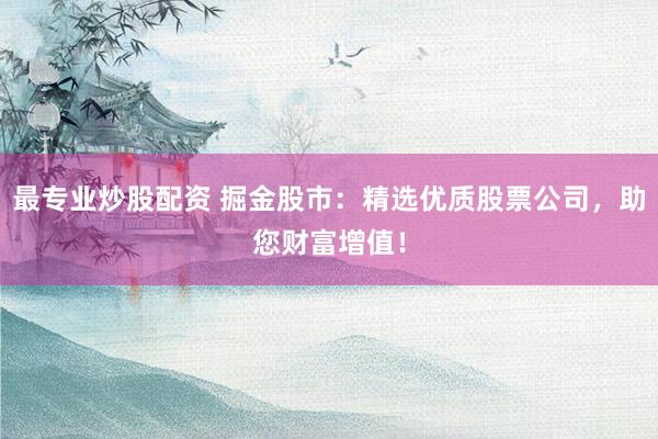 最专业炒股配资 掘金股市：精选优质股票公司，助您财富增值！